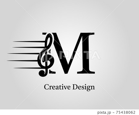 Key Note M Letter Logo Vector. Music Note On Initial M Design. Key Note M Letter Logo Vector. Music Note On Initial M Design. 75438062