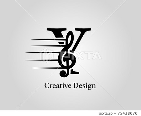 Key Note Y Letter Logo Vector Music Note On のイラスト素材