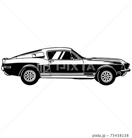 Muscle car - Old USA Classic Car, 1960s, Muscle car Stencil - Vector Clip Art for tshirt and emblem 75438138