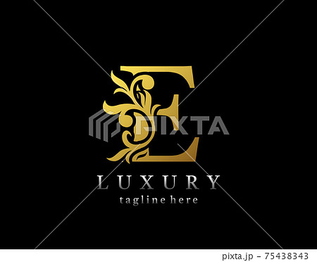 Letter E luxury logo icon, luxury gold flourishes ornament monogram design vector. Letter E luxury logo icon, luxury gold flourishes ornament monogram design vector. 75438343