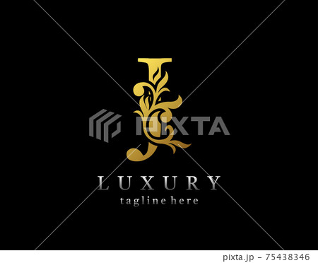 Letter J luxury logo icon, luxury gold flourishes ornament monogram design vector. 75438346