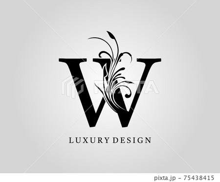 Vintage W Letter Floral Design. Classic Monogram Alphabetical Icon for book design, brand name, stamp, Restaurant, Boutique, Notary, Hotel. 75438415