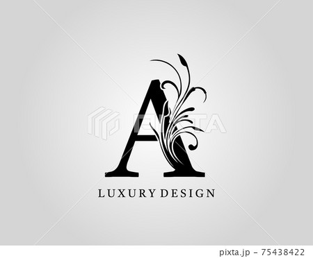 Vintage A Letter Floral Design. Classic Monogram Alphabetical Icon for book design, brand name, stamp, Restaurant, Boutique, Notary, Hotel. 75438422