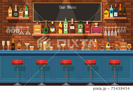 Bar Counter Pub Or Nightclub Interior With のイラスト素材