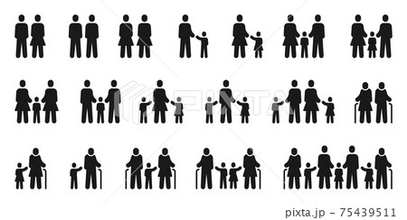 Family Icons Diversity Couples And Families のイラスト素材