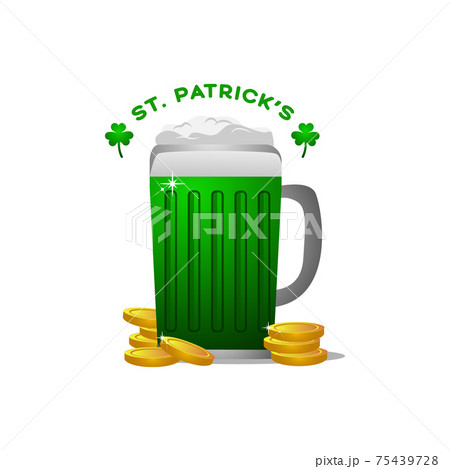 Illustration st patrick's mug with coins design vector Illustration st patrick's mug with coins design vector 75439728