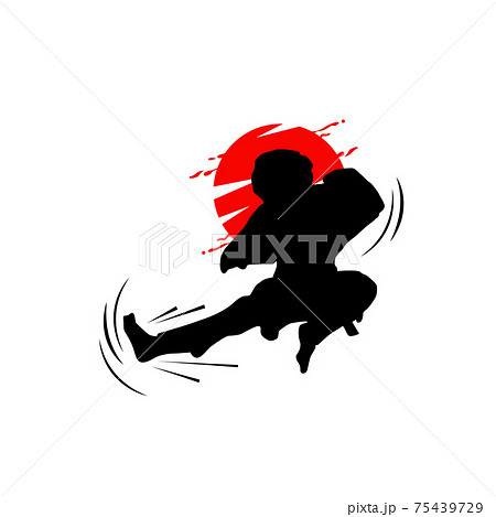 Illustration silhouette flying kick kid martial art design vector on white background Illustration silhouette flying kick kid martial art design vector on white background 75439729