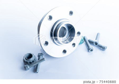 Accessories for cars. Set of new metal car part. Auto motor mechanic spare or automotive piece isolated on white background. Repair and vehicle service. Accessories for cars. Set of new metal car part. Auto motor mechanic spare or automotive piece isolated on white background. Repair and vehicle service. 75440880