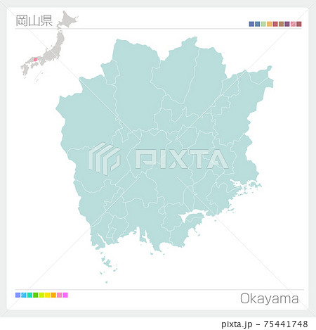 岡山県の地図・Okayama（市町村・区分け）