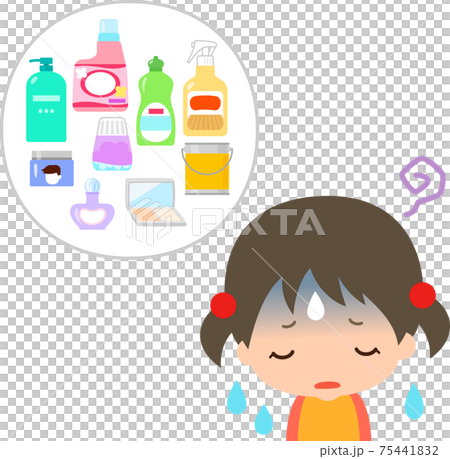 化学物質過敏症の女の子と原因となる日用品 化学物質過敏症の女の子と原因となる日用品 75441832