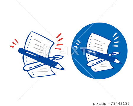 メモと筆記用具 マーク アイコンのイラスト素材
