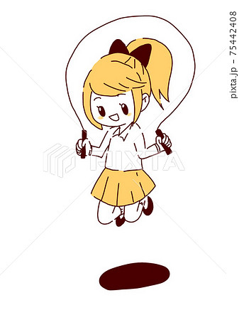 縄跳びする女の子のイラスト素材