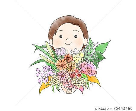 Illustration Of A Woman Holding A Bouquet Stock Illustration