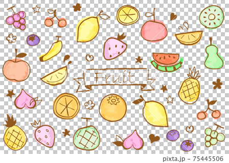 可愛的手繪水彩水果素材集 75445506