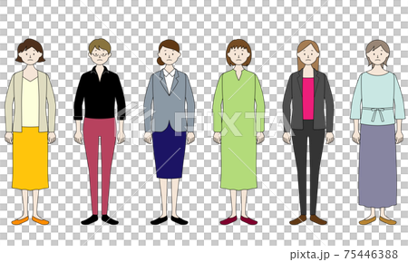 Illustration set of women who are worried about weight (white background, vector, cutout) 75446388