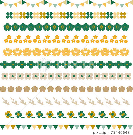 春 花 草 ガーランド ライン 飾り罫 あしらい イラスト素材セットのイラスト素材