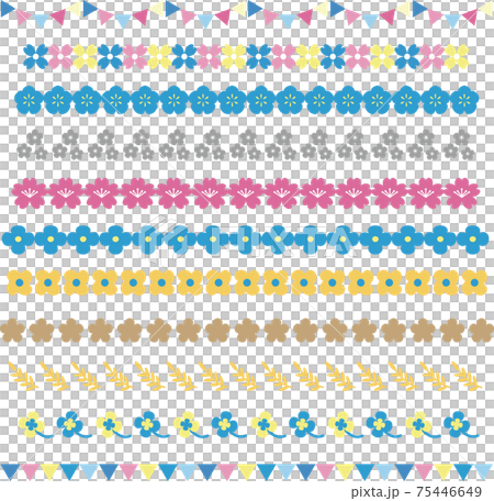 春 花 草 ガーランド ライン 飾り罫 あしらい イラスト素材セットのイラスト素材