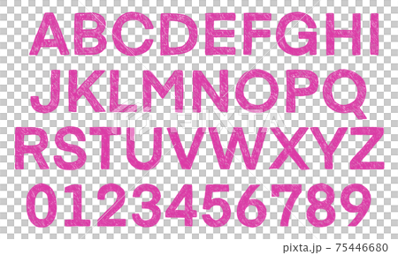 ピンクの数字や大文字アルファベットのセット（手書き風） 75446680
