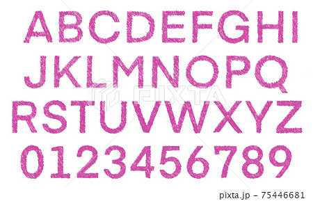 ピンクの数字や大文字アルファベットのセット（かすれ） 75446681