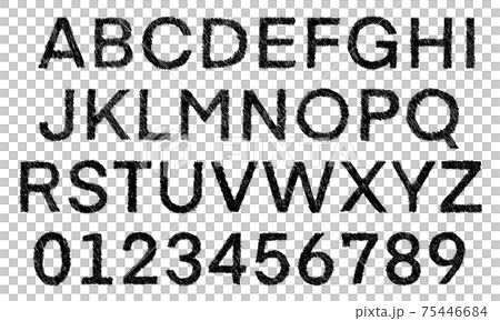 黒の数字や大文字アルファベットのセット（かすれ） 75446684