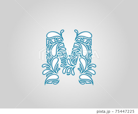 Water Splash, Initial M Letter Logo Icon, water droplets and splash doodle alphabet icon. Water Splash, Initial M Letter Logo Icon, water droplets and splash doodle alphabet icon. 75447225