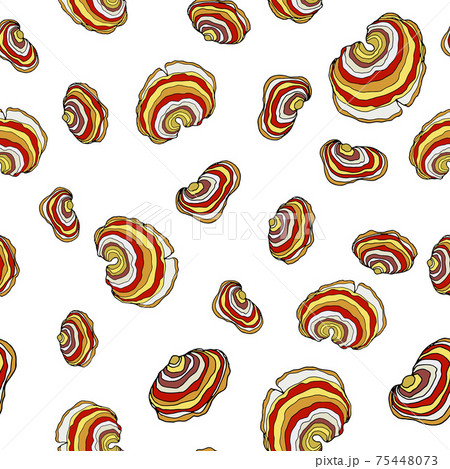 Seamless pattern with turkey tail mushroom 75448073