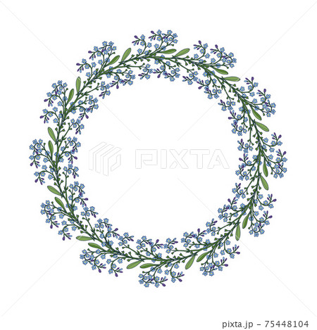 Summer wreath with forget-me-not flowers. 75448104