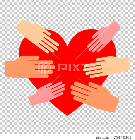 一顆心和許多手的插圖 一顆心和許多手的插圖 75448301