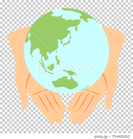 兩隻手上的地球的插圖 75448302