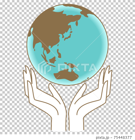 兩隻手上的地球的插圖 75448377