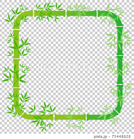 竹や笹の装飾枠 角丸正方形 のイラスト素材 7544