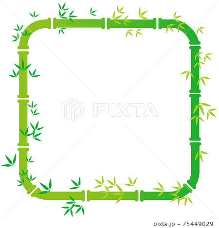 竹や笹の装飾枠 角丸正方形 のイラスト素材