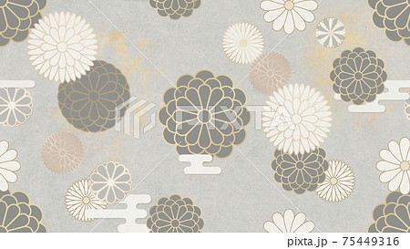 和を感じさせるシームレスな背景パターン 花柄 菊 法事 香典 葬儀のイラスト素材