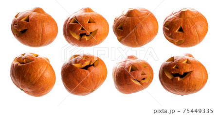 A set of glowing pumpkins. Isolated on a white background 75449335