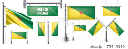 Vector set of the national flag of French Guiana in various creative designs 75449380