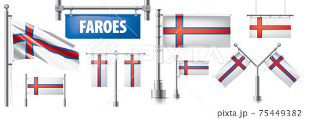 Vector set of the national flag of Faroe Islands in various creative designs Vector set of the national flag of Faroe Islands in various creative designs 75449382