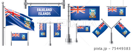Vector set of the national flag of Falkland Islands in various creative designs Vector set of the national flag of Falkland Islands in various creative designs 75449383