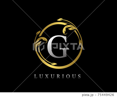 Luxury Circle Letter G Floral Design. Vintage Gold G Swirl Logo Icon. Luxury Circle Letter G Floral Design. Vintage Gold G Swirl Logo Icon. 75449426
