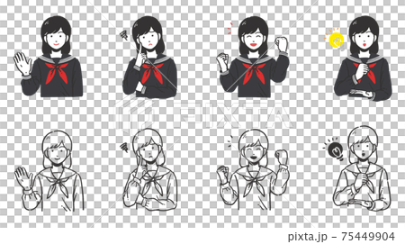 A simple upper body set for a schoolgirl in a sailor suit A simple upper body set for a schoolgirl in a sailor suit 75449904
