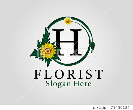 Letter H circle flourishes sunflower logo vector template. Letter H circle flourishes sunflower logo vector template. 75450184