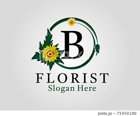 Letter B circle flourishes sunflower logo vector template. Letter B circle flourishes sunflower logo vector template. 75450190