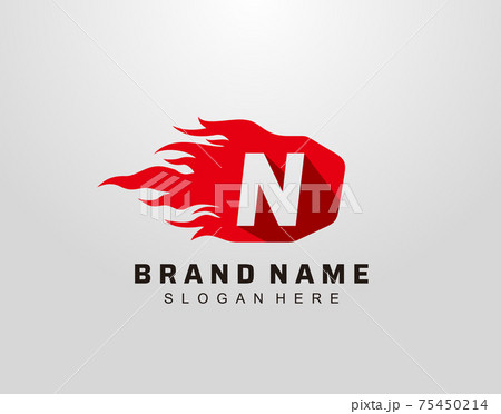 Abstract Hot Fire Flame N Letter Logo Design. 75450214