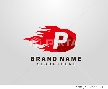 Abstract Hot Fire Flame P Letter Logo Design. 75450216