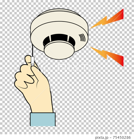 Fire alarm test illustration String type | Fire alarm and hand 75450286