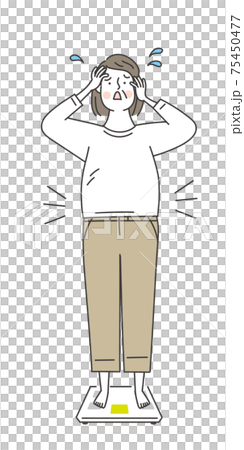 體重秤和超重的老婦 75450477