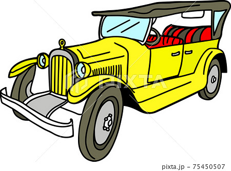 Retro car yellow sketch. Vintage vector illustration. Retro car yellow sketch. Vintage vector illustration. 75450507