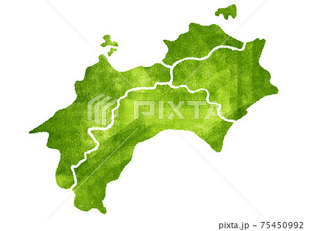 四国 緑 地図 マップ イラストのイラスト素材