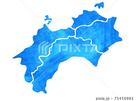 四国 青 地図 マップ イラストのイラスト素材