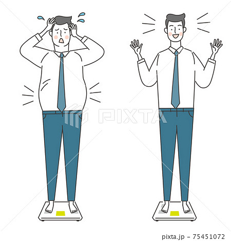 体重計とネクタイの男性セット 体重計とネクタイの男性セット 75451072