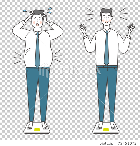 体重計とネクタイの男性セット 体重計とネクタイの男性セット 75451072